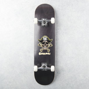 Skateboard Black Pirate Flag Cross Bones