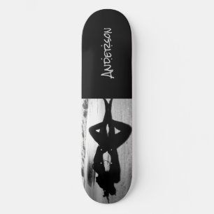 Skateboard Black White Beach lady