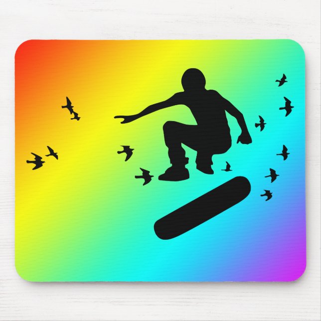 skateboard. board with birds. mouse pad (Front)