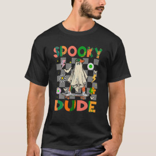 Skateboard Boo Ghost Spooky Dude Hippie Halloween  T-Shirt