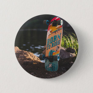 Skateboard Born To Ride 6 Cm Round Badge
