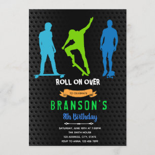 Skateboard boy party invitation