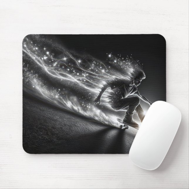 Skateboard Boy With Light Trails Mouse Pad (With Mouse)