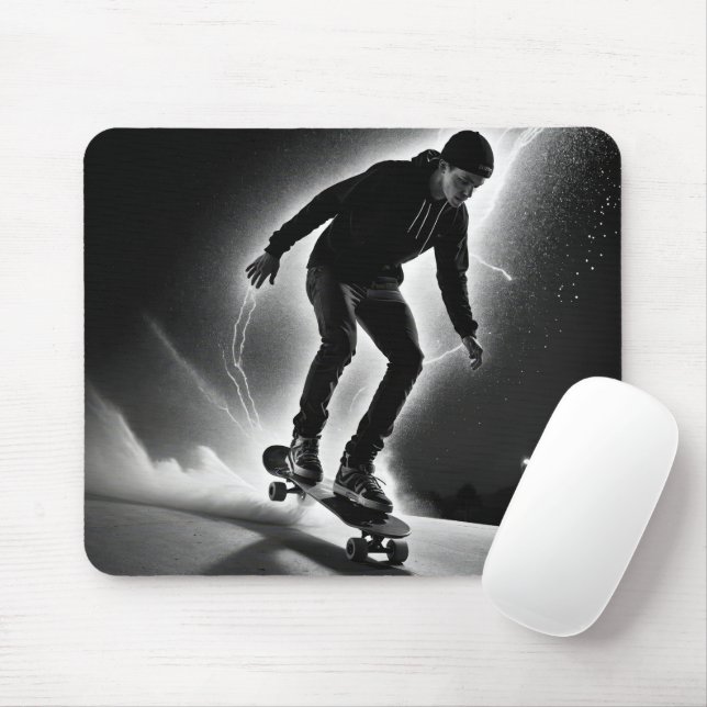 Skateboard Boy With Lightning Mouse Pad (With Mouse)