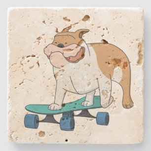 skateboard bulldog stone coaster