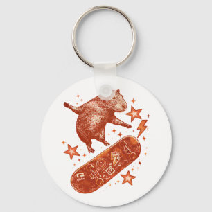 Skateboard Capybara Y2K 90s Style Key Ring