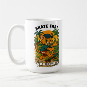 Skateboard cat coffee mug