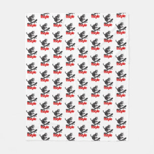 Skateboard Cat FFStyle White Fleece Blanket
