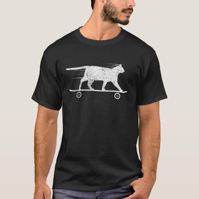 Skateboard Cat  Kitten Gift Tee Owner Lover  (Front)