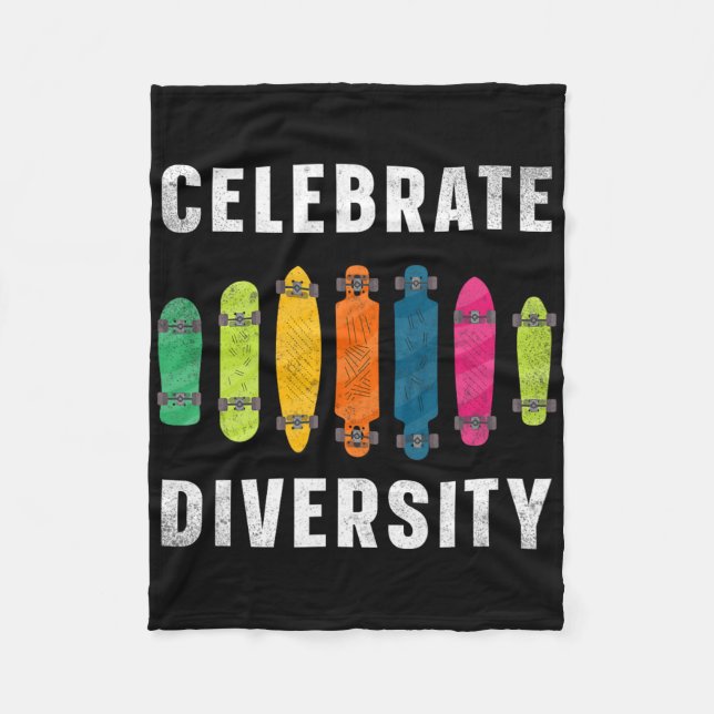 Skateboard Celebrate Diversity Longboard  Fleece Blanket (Front)