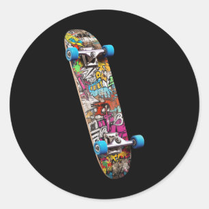 Skateboard - Cheerfully Skateboarding Weekends Quo Classic Round Sticker