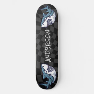 skateboard Chequerboard Personalised 2 Sharks