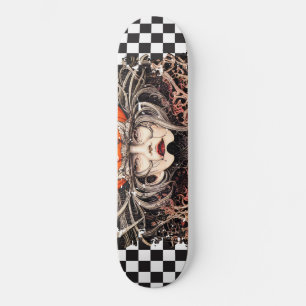 Skateboard Chequered Retro Cool Girl