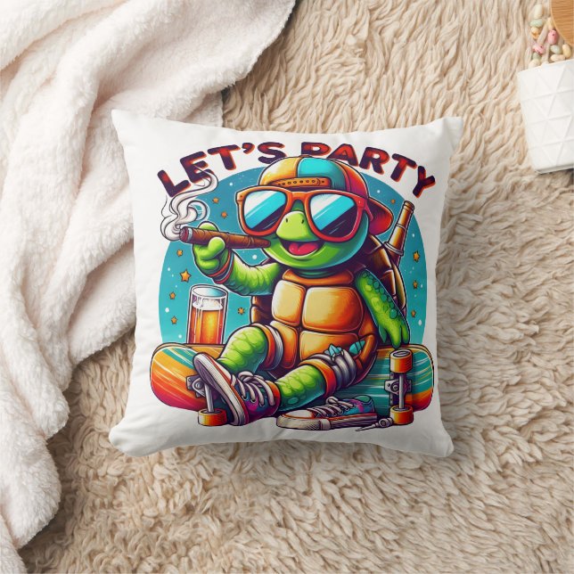 Skateboard chill vibes at turtle party cushion (Blanket)