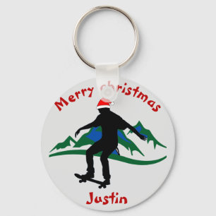 skateboard christmas gift, personalised name key ring