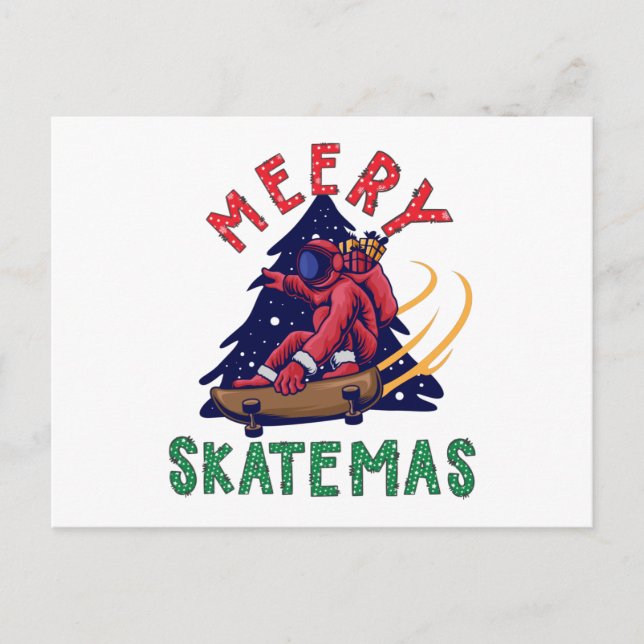 Skateboard Christmas, Skater Santa Claus Postcard (Front)