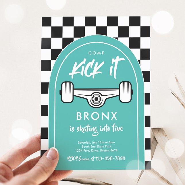 Skateboard Come Kick It Urban Sport Birthday Party Invitation (Creator Uploaded)