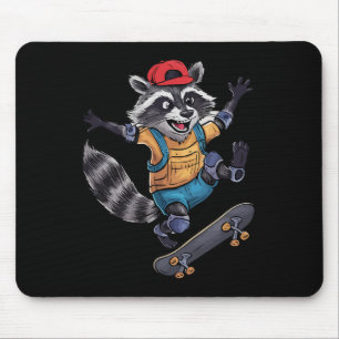 Skateboard Cool Skater Racoon  Mouse Pad