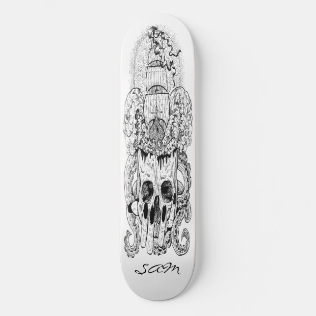 skateboard Custom Skeleton Nautical Pirate  (Front)