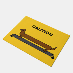 Skateboard dachshund dog door mat