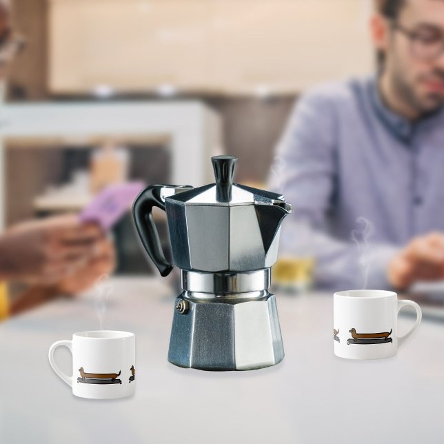 Skateboard dachshund dog espresso mug (Enjoy a cup with a friend)