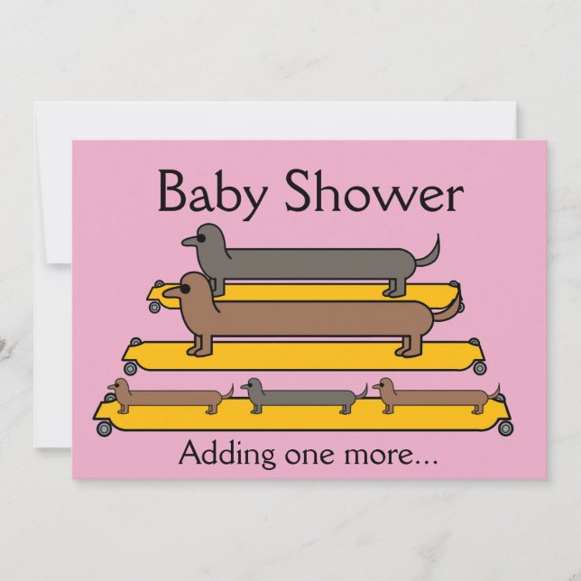 Skateboard dachshund dog family invitation (Front)