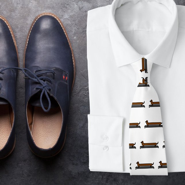 Skateboard dachshund dog tie (cool ties for cool men who love dogs)