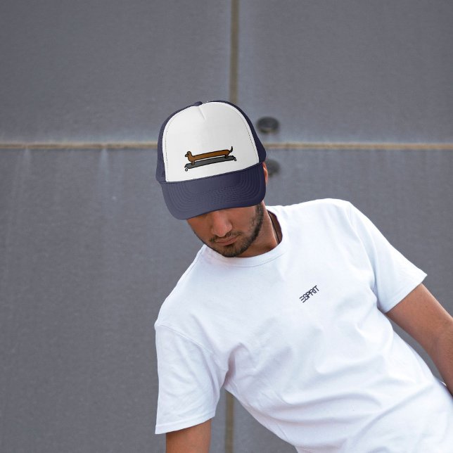 Skateboard dachshund dog trucker cap/ hat (Looking cool in your dachshund hat)