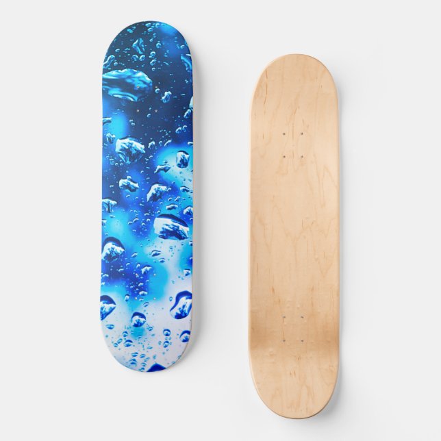 Skateboard Deck, Blue Raindrops design (Front)