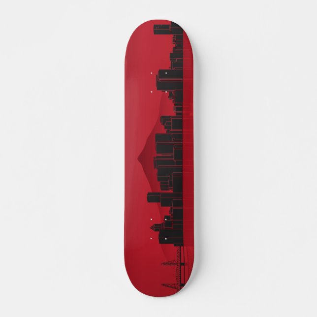 Skateboard Deck - Portland Skyline - Red (Front)