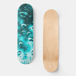 Skateboard Deck, Teal Raindrops design