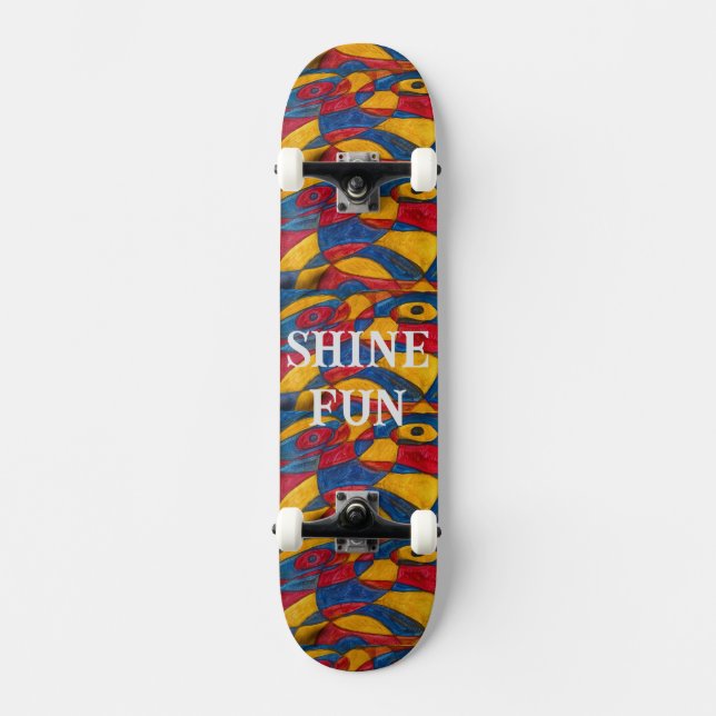 SKATEBOARD DESIGN BY ARTIST PAULA REILLY. (Front)