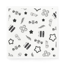 Skateboard Designs and Elements Paper Napkin
