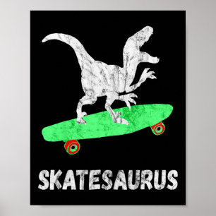 Skateboard Dinosaur Skateboarding T-rex Funny Skat Poster
