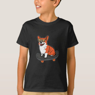 Skateboard Dog Corgi Sunglasses Skater Puppy T-Shirt