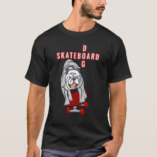 Skateboard Dog  Pug  Bulldog  sport  cool  red gra T-Shirt