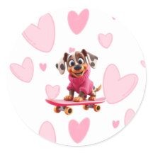 Skateboard Dog Valentine Sticker