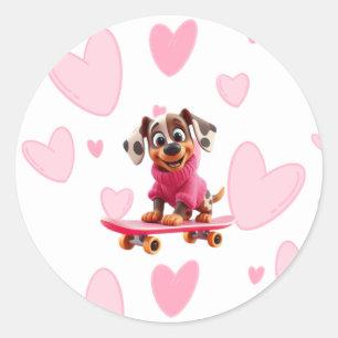 Skateboard Dog Valentine Sticker