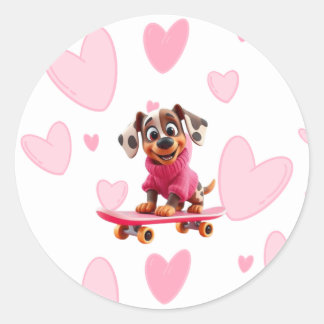 Skateboard Dog Valentine Sticker