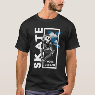 Skateboard Driving Park Road Halfpipe Skull T-Shirt
