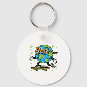 Skateboard Earth Day Environmental Nature Environm Key Ring