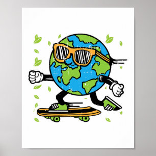 Skateboard Earth Day Environmental Nature Environm Poster