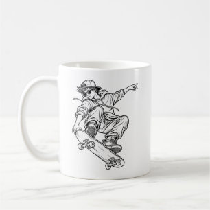 Skateboard Freestyle – Urban Line Art Coffee Mug