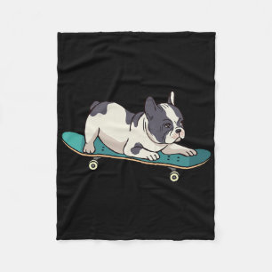 Skateboard French Bulldog Skateboarding Dog Fleece Blanket