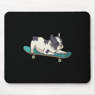 Skateboard French Bulldog Skateboarding Dog Mouse Pad