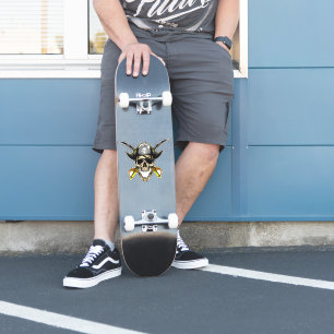 Skateboard fun Jolly Roger Skull Cross Blades