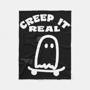 Skateboard Ghost Halloween Costume Funny Ghost Ska Fleece Blanket