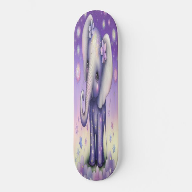 Skateboard Girly  flowers baby elephant  (Front)