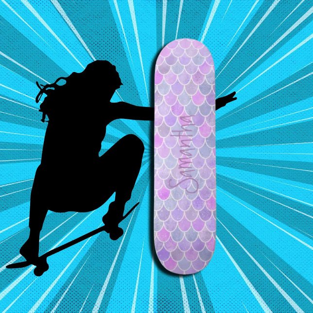 Skateboard Glitter Girly mermaid purple chic (Girl Power, Original and best online Zazzle skateboard shop- Urban Warrior)