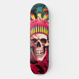 Skateboard Graffiti native american skull